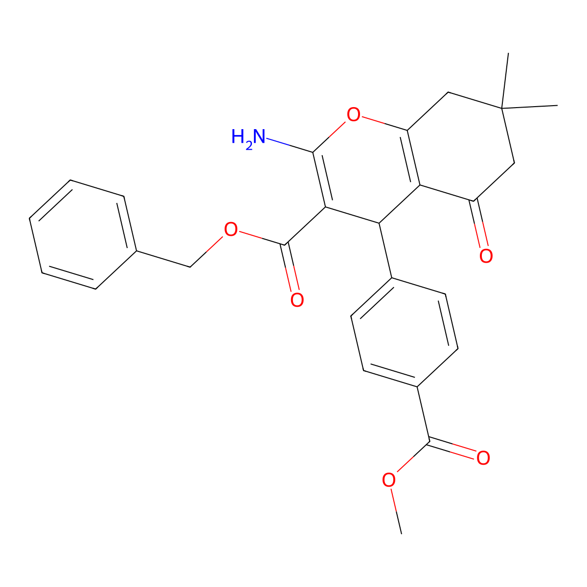 benzyl 2-amino-4-(4-methoxycarbonylphenyl)-7,7-dimethyl-5-oxo-6,8-dihydro-4H-chromene-3-carboxylate molecular structure, CAS 306294-10-0