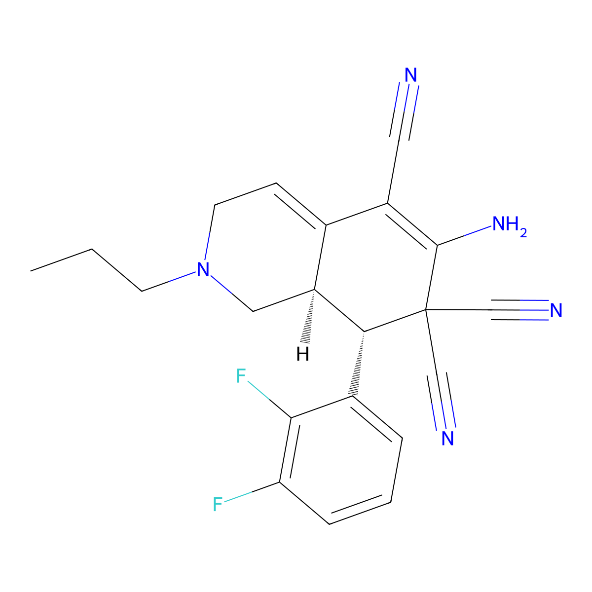 (8R,8aR)-6-amino-8-(2,3-difluorophenyl)-2-propyl-1,3,8,8a-tetrahydroisoquinoline-5,7,7-tricarbonitrile molecular structure, CAS 306294-23-5