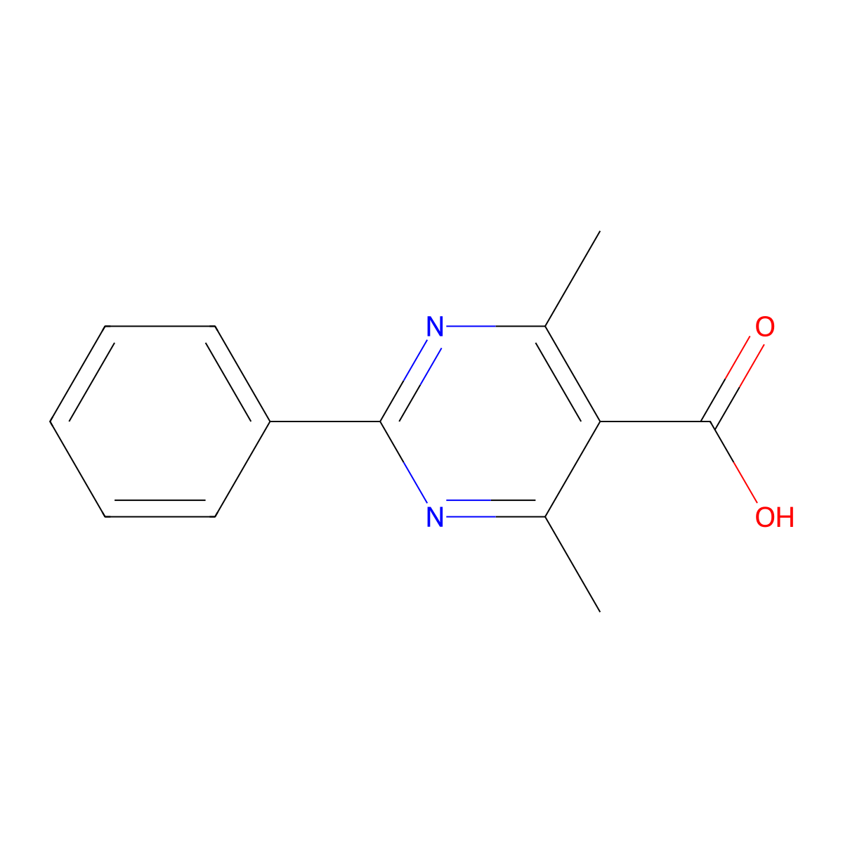 4,6-Dimethyl-2-phenylpyrimidine-5-carboxylic acid molecular structure, CAS 306297-93-8