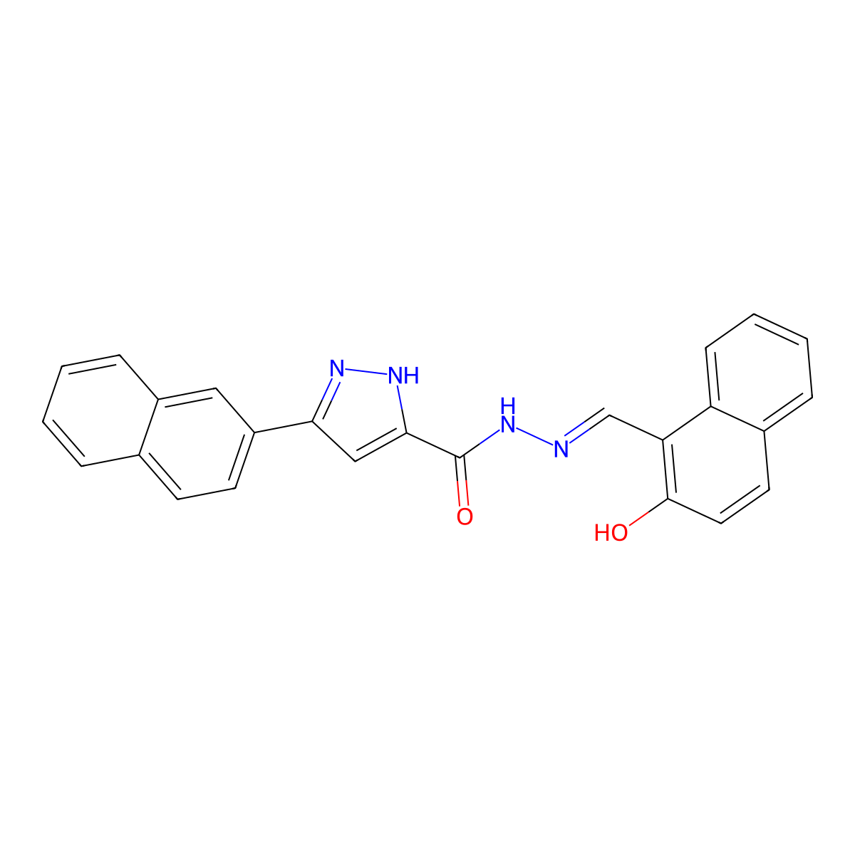N'-[(2-hydroxynaphthalen-1-yl)methylidene]-3-(naphthalen-2-yl)-1H-pyrazole-5-carbohydrazide molecular structure, CAS 306301-68-8