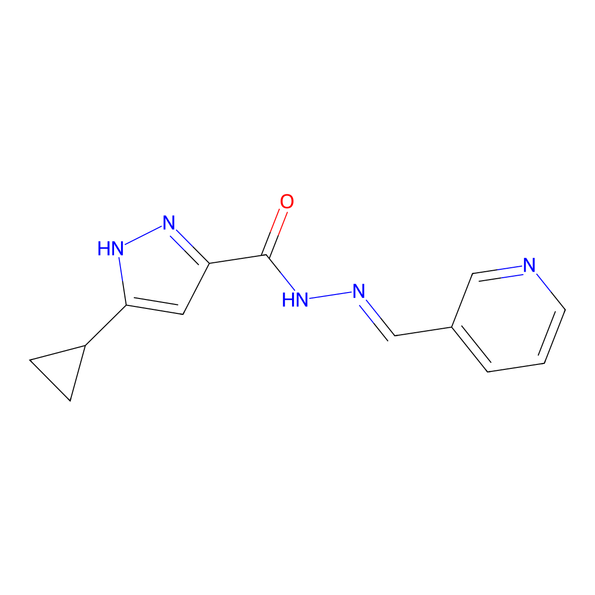 5-Cyclopropyl-1H-pyrazole-3-carboxylic acid 2-(3-pyridinylmethylene)hydrazide molecular structure, CAS 306302-32-9
