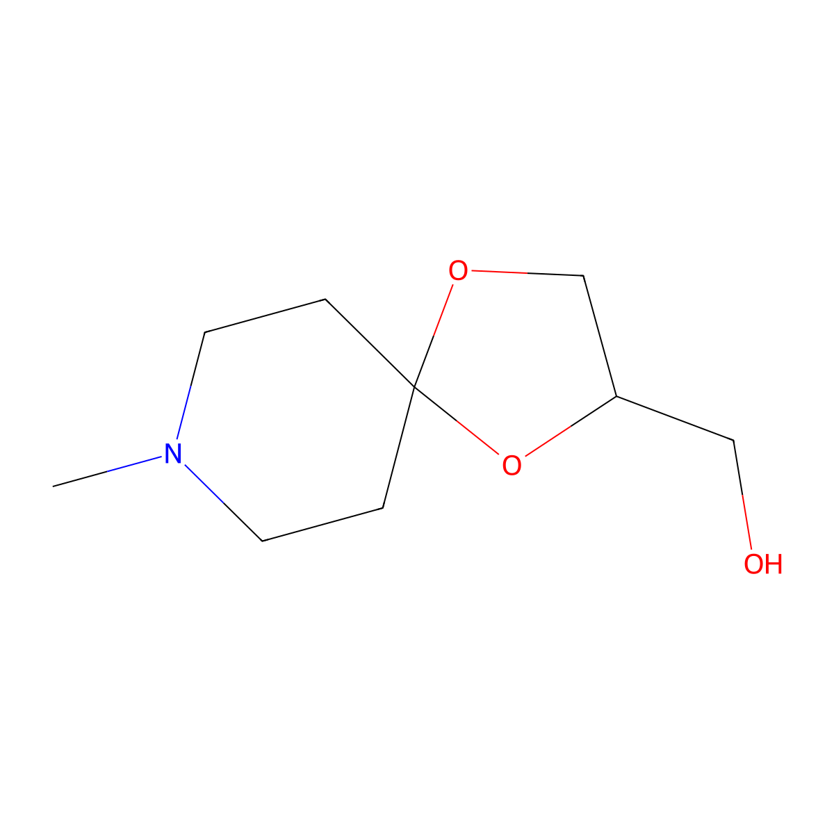 {8-Methyl-1,4-dioxa-8-azaspiro[4.5]decan-2-yl}methanol molecular structure, CAS 306314-42-1