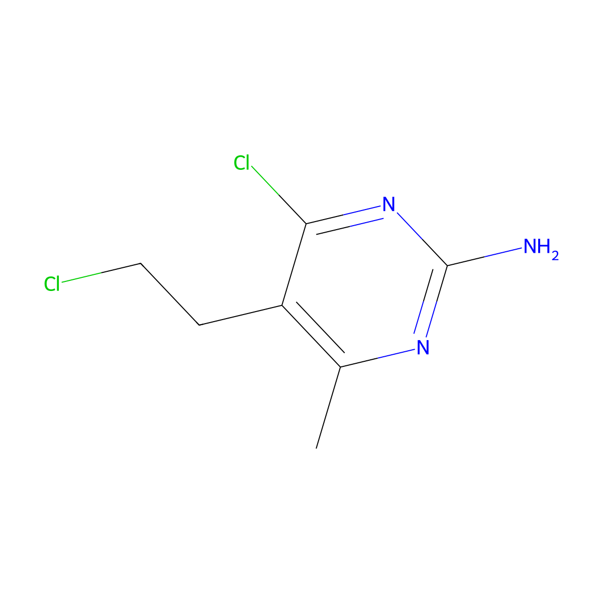 4-Chloro-5-(2-chloroethyl)-6-methylpyrimidin-2-amine molecular structure, CAS 306314-90-9