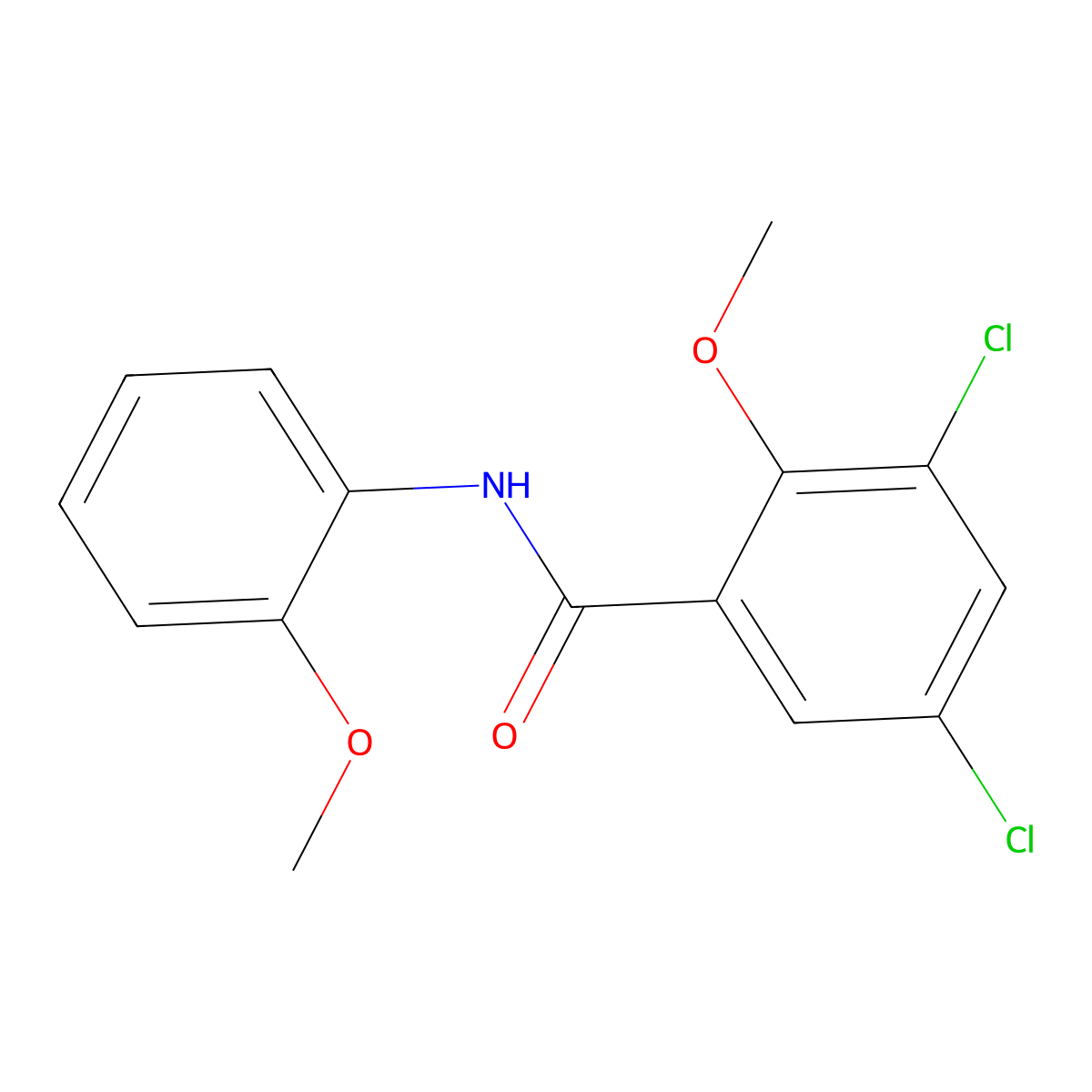 3,5-dichloro-2-methoxy-N-(2-methoxyphenyl)benzamide molecular structure, CAS 306315-65-1