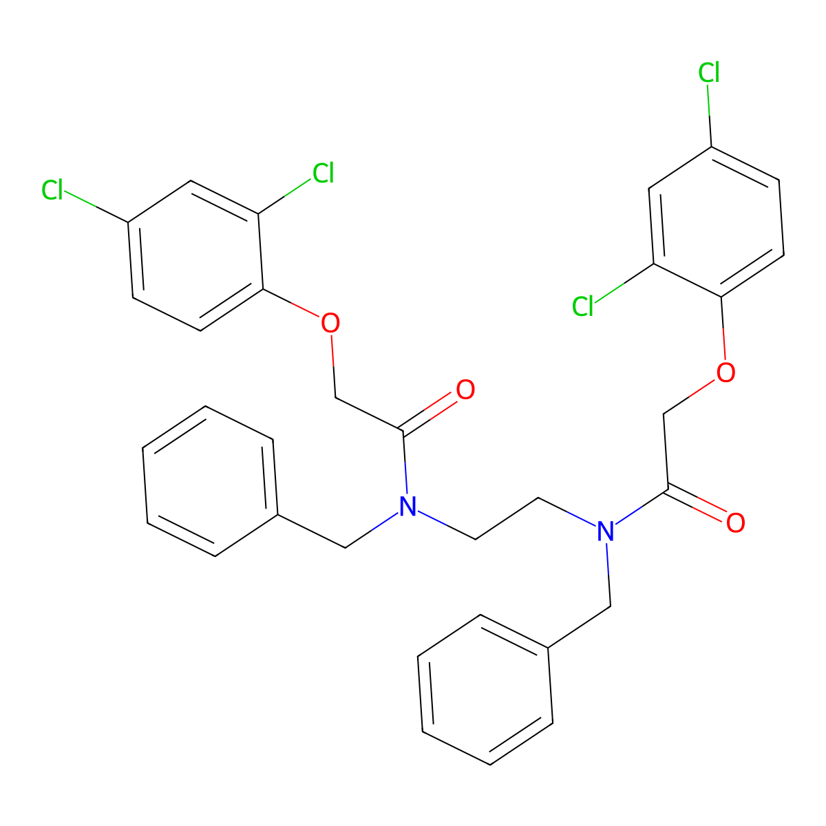 N-benzyl-N-[2-[benzyl-[2-(2,4-dichlorophenoxy)acetyl]amino]ethyl]-2-(2,4-dichlorophenoxy)acetamide molecular structure, CAS 306316-32-5