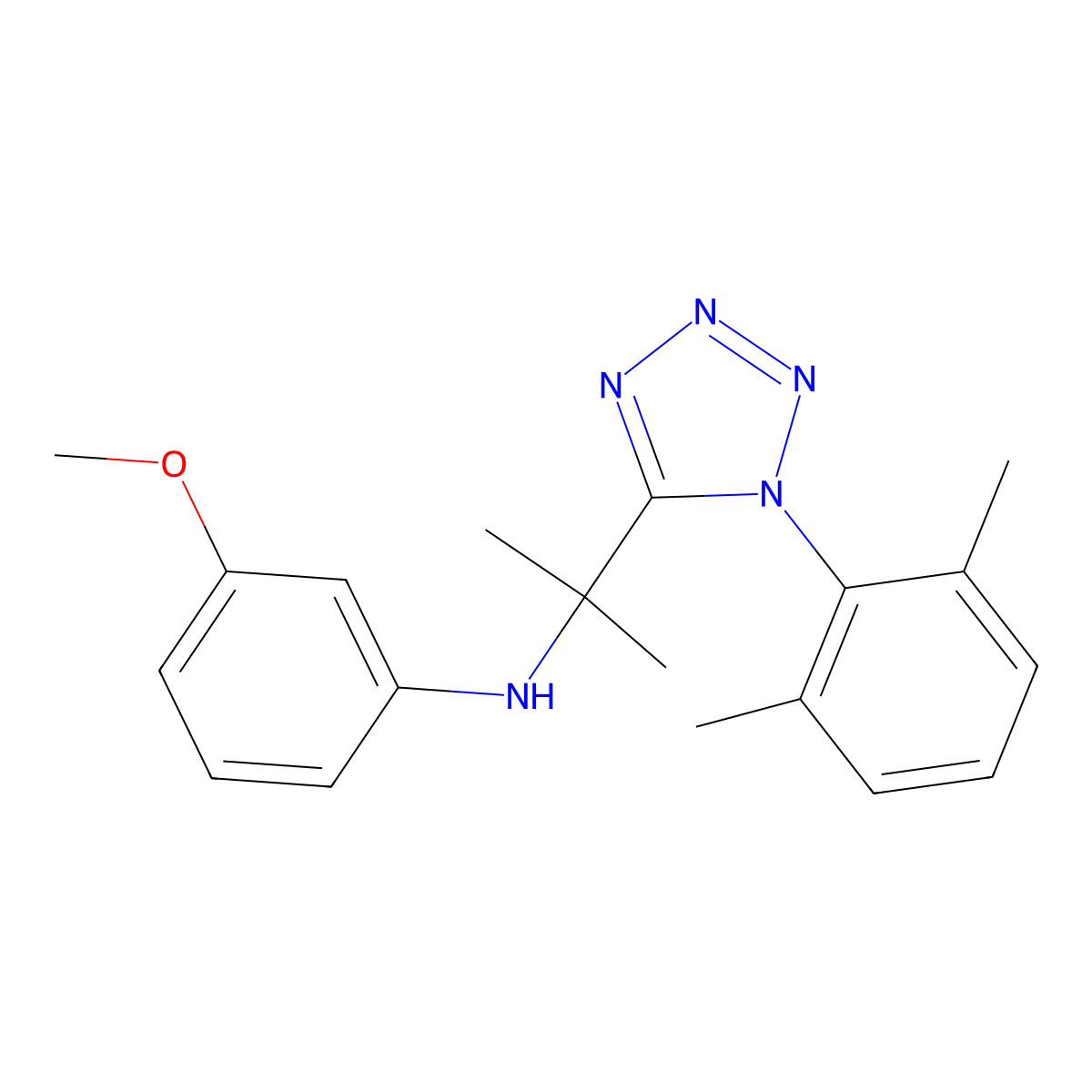 N-[2-[1-(2,6-dimethylphenyl)tetrazol-5-yl]propan-2-yl]-3-methoxyaniline molecular structure, CAS 306316-39-2