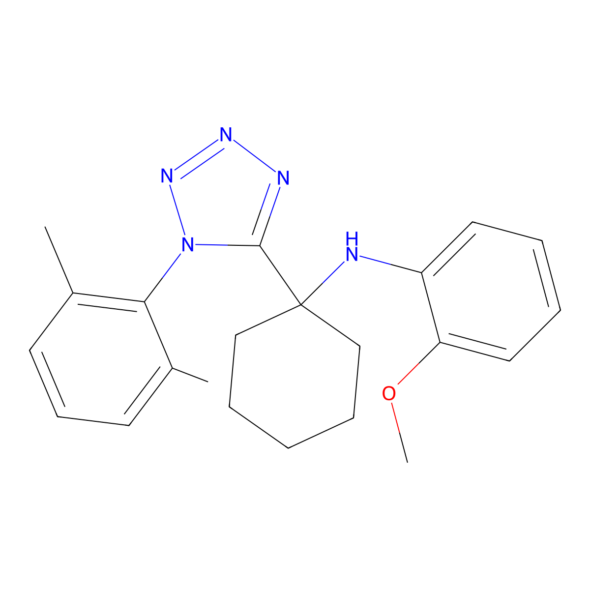 N-[1-[1-(2,6-dimethylphenyl)tetrazol-5-yl]cyclohexyl]-2-methoxyaniline molecular structure, CAS 306316-41-6