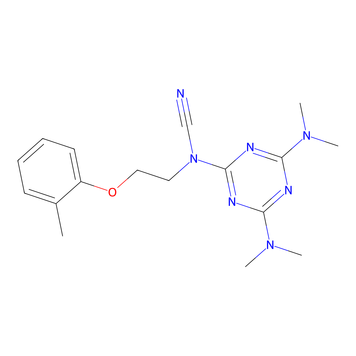 [4,6-Bis(dimethylamino)-1,3,5-triazin-2-yl]-[2-(2-methylphenoxy)ethyl]cyanamide molecular structure, CAS 306318-67-2