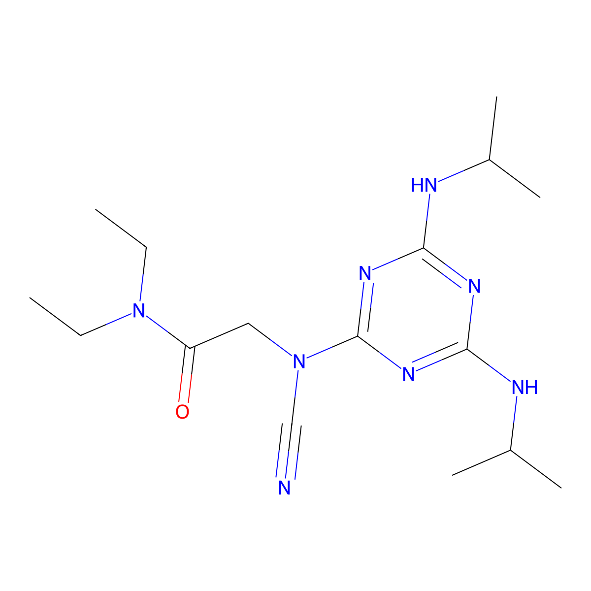 2-[[4,6-bis(isopropylamino)-1,3,5-triazin-2-yl](cyano)amino]-N,N-diethylacetamide molecular structure, CAS 306318-92-3