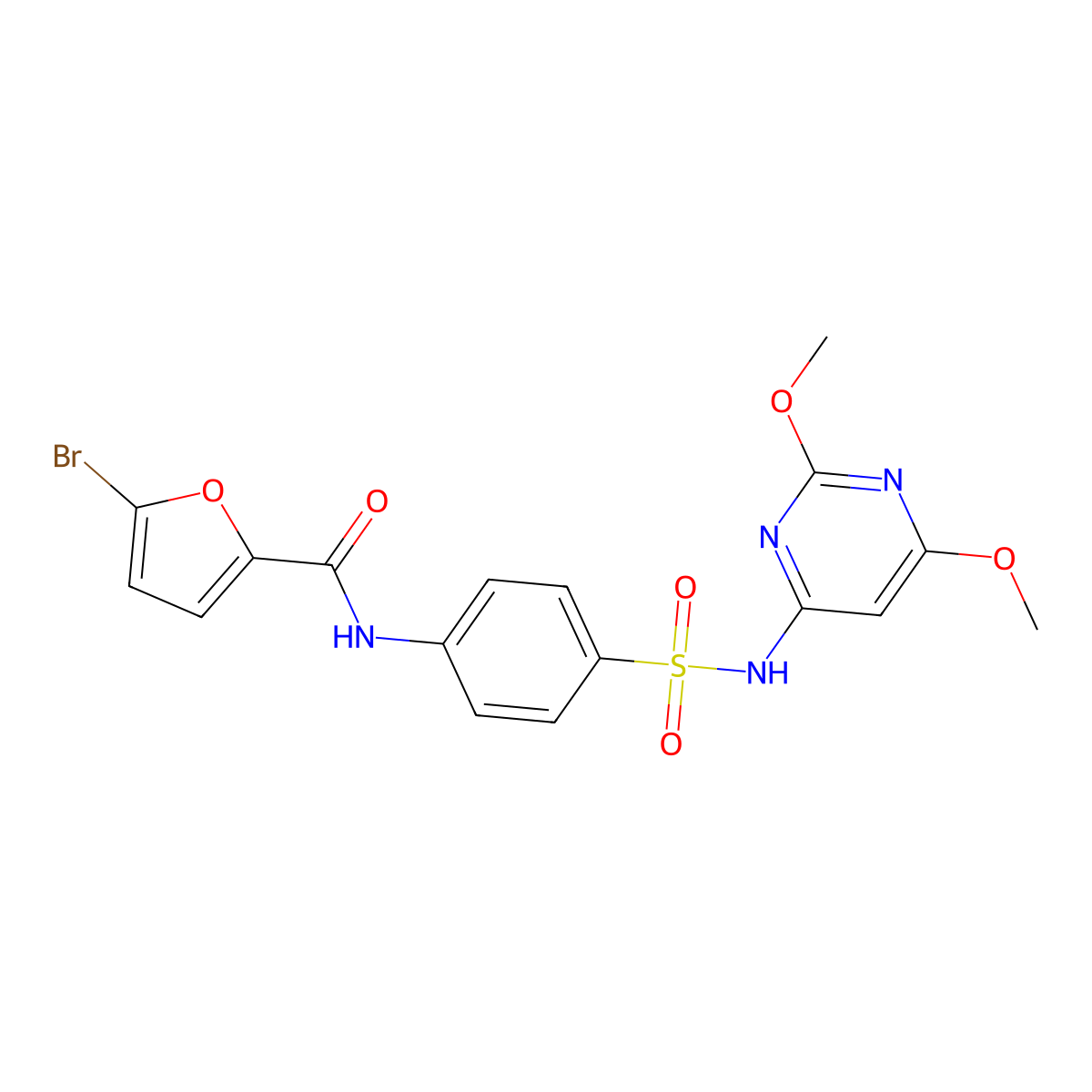 5-bromo-N-(4-{[(2,6-dimethoxy-4-pyrimidinyl)amino]sulfonyl}phenyl)-2-furamide molecular structure, CAS 306319-03-9