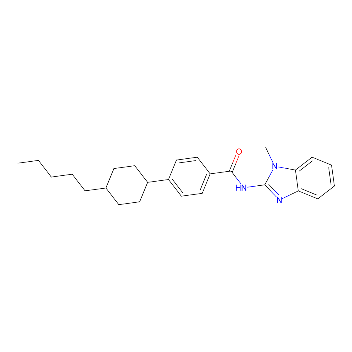 N-(1-methyl-1H-benzimidazol-2-yl)-4-(4-pentylcyclohexyl)benzamide molecular structure, CAS 306319-48-2