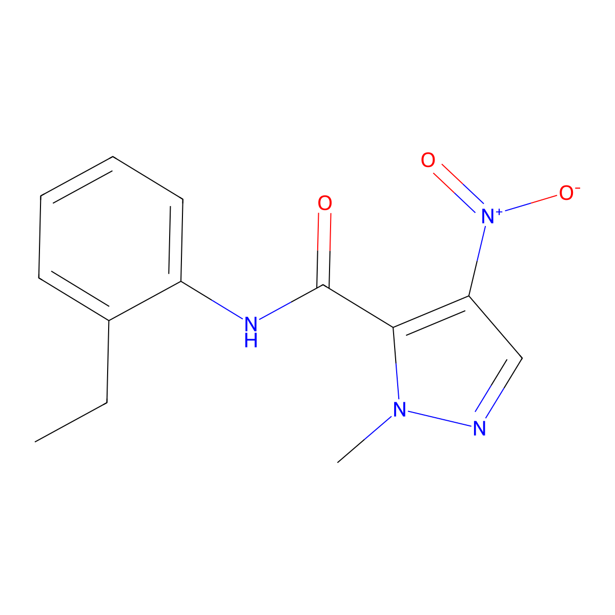 N-(2-ethylphenyl)-2-methyl-4-nitropyrazole-3-carboxamide molecular structure, CAS 306319-57-3