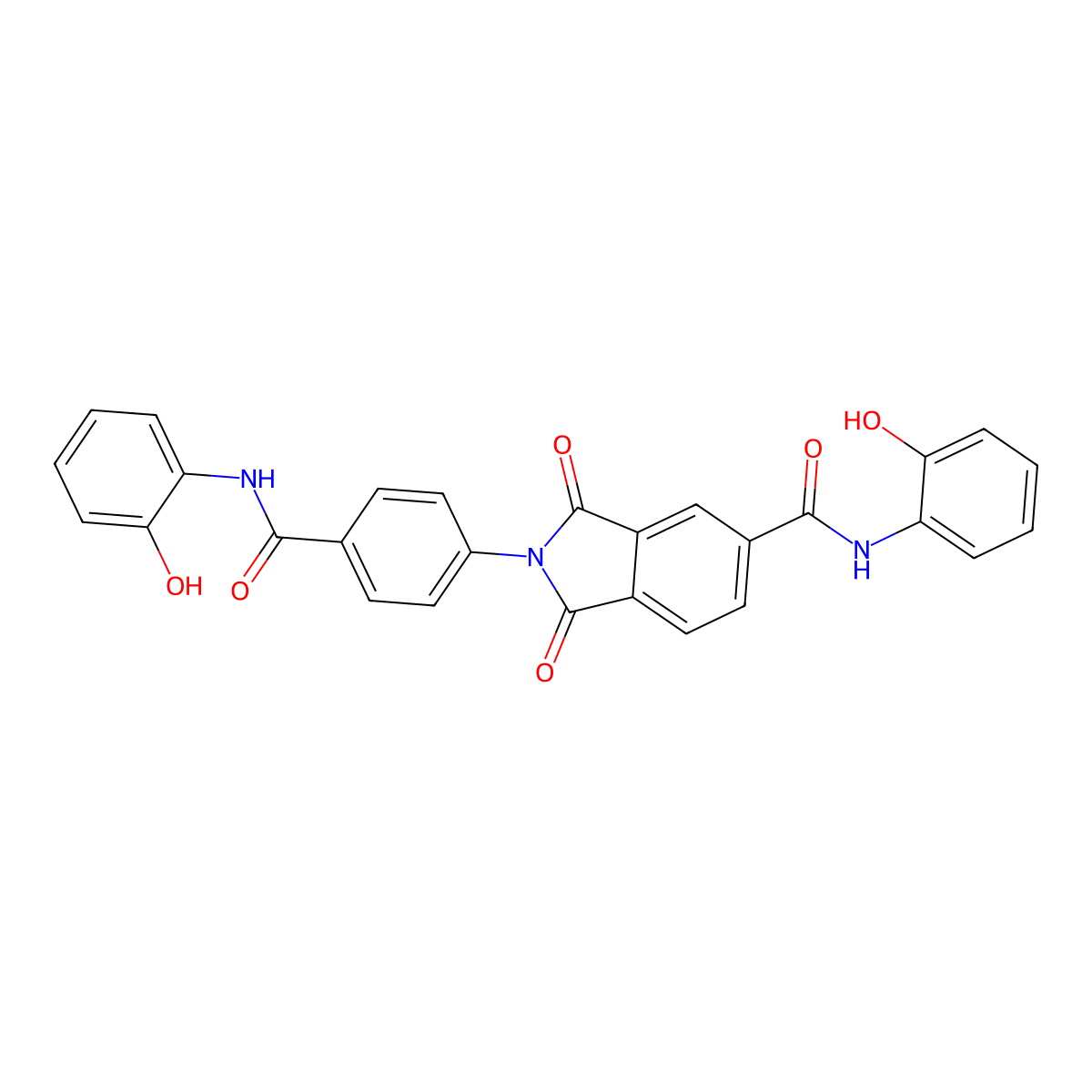 N-(2-hydroxyphenyl)-2-[4-[(2-hydroxyphenyl)carbamoyl]phenyl]-1,3-dioxoisoindole-5-carboxamide molecular structure, CAS 306319-68-6