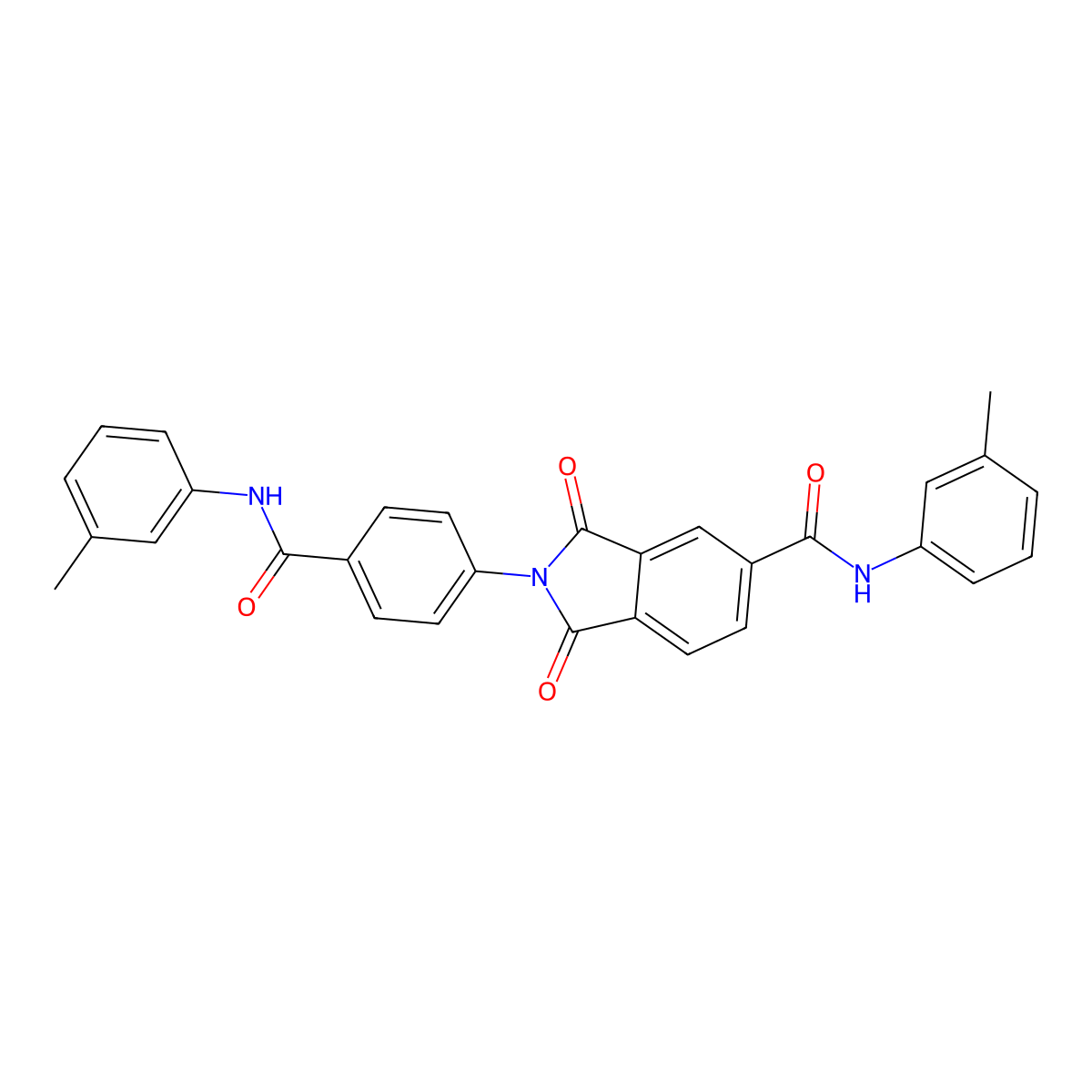 N-(3-methylphenyl)-2-[4-[(3-methylphenyl)carbamoyl]phenyl]-1,3-dioxoisoindole-5-carboxamide molecular structure, CAS 306319-69-7