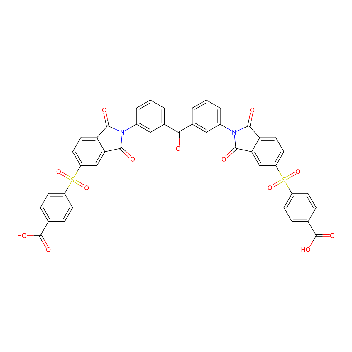 4,4'-(2,2'-(Carbonylbis(3,1-phenylene))bis(1,3-dioxoisoindoline-5,5'-sulfonyl))dibenzoic acid molecular structure, CAS 306319-75-5