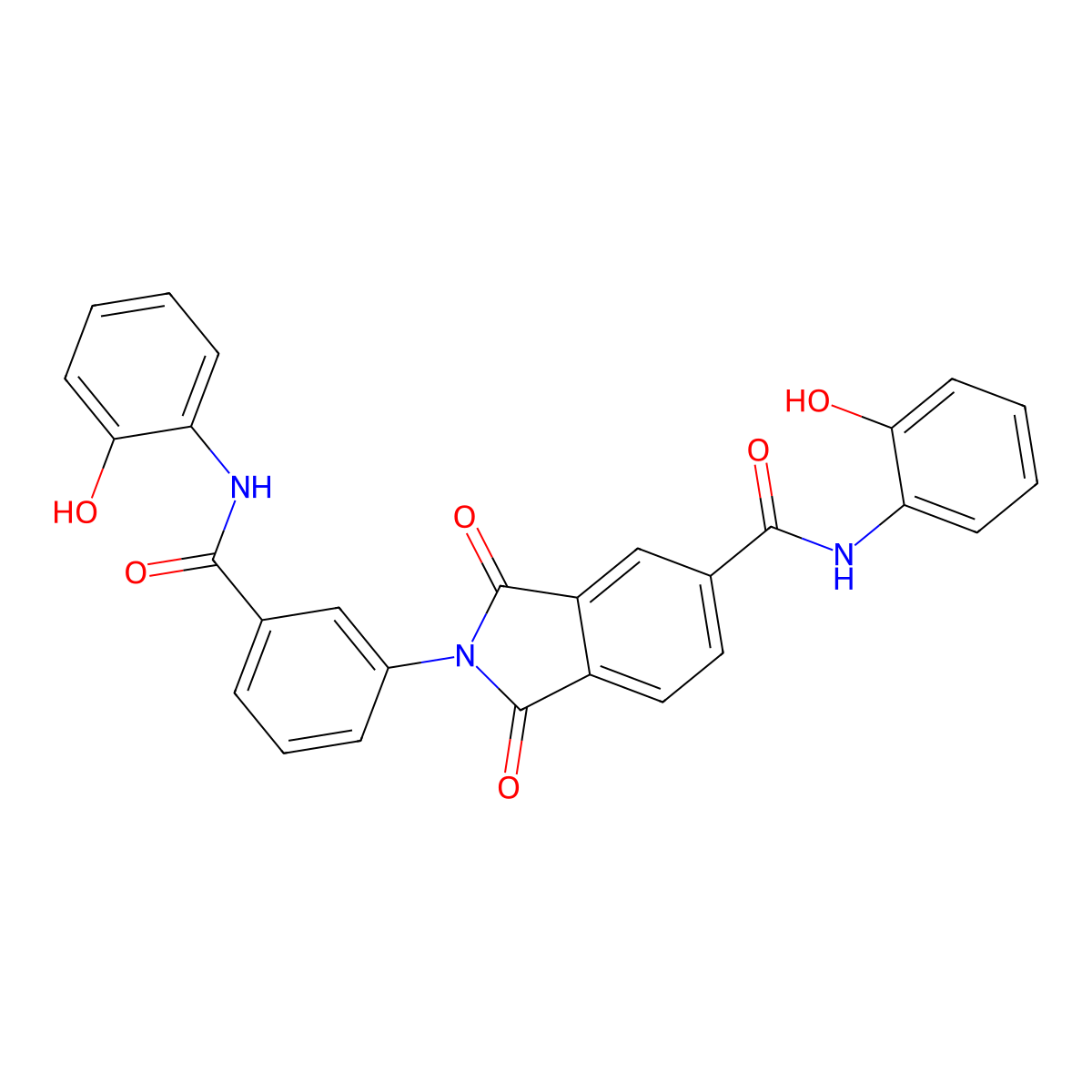 N-(2-hydroxyphenyl)-2-[3-[(2-hydroxyphenyl)carbamoyl]phenyl]-1,3-dioxoisoindole-5-carboxamide molecular structure, CAS 306320-09-2