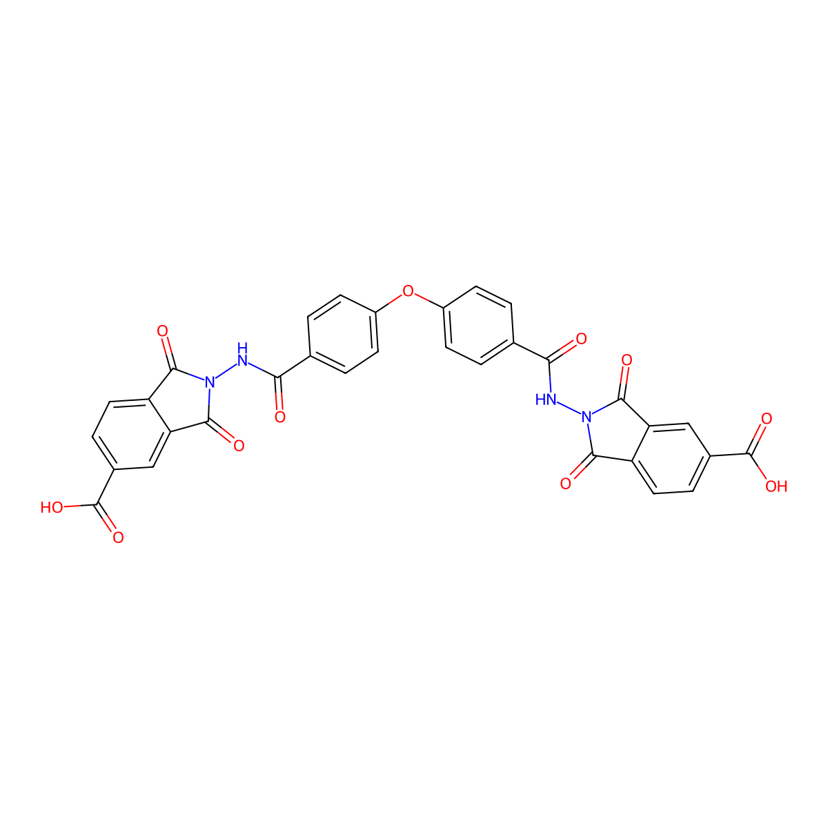 2,2'-((4,4'-Oxybis(benzoyl))bis(azanediyl))bis(1,3-dioxoisoindoline-5-carboxylic acid) molecular structure, CAS 306320-21-8