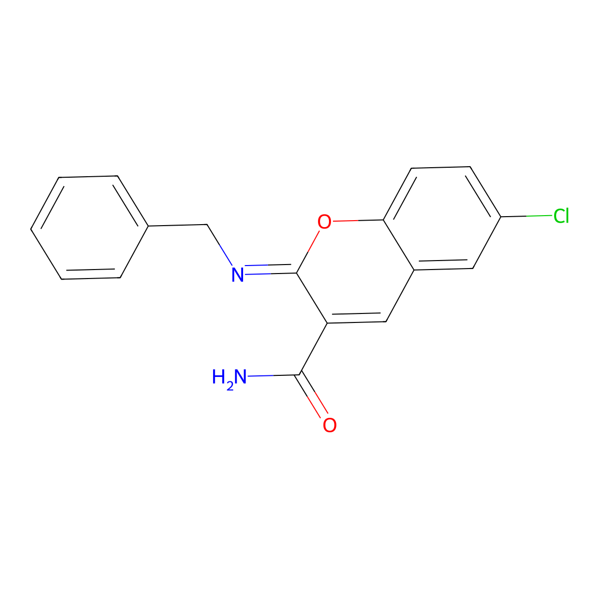 (2Z)-2-(benzylimino)-6-chloro-2H-chromene-3-carboxamide molecular structure, CAS 306320-32-1