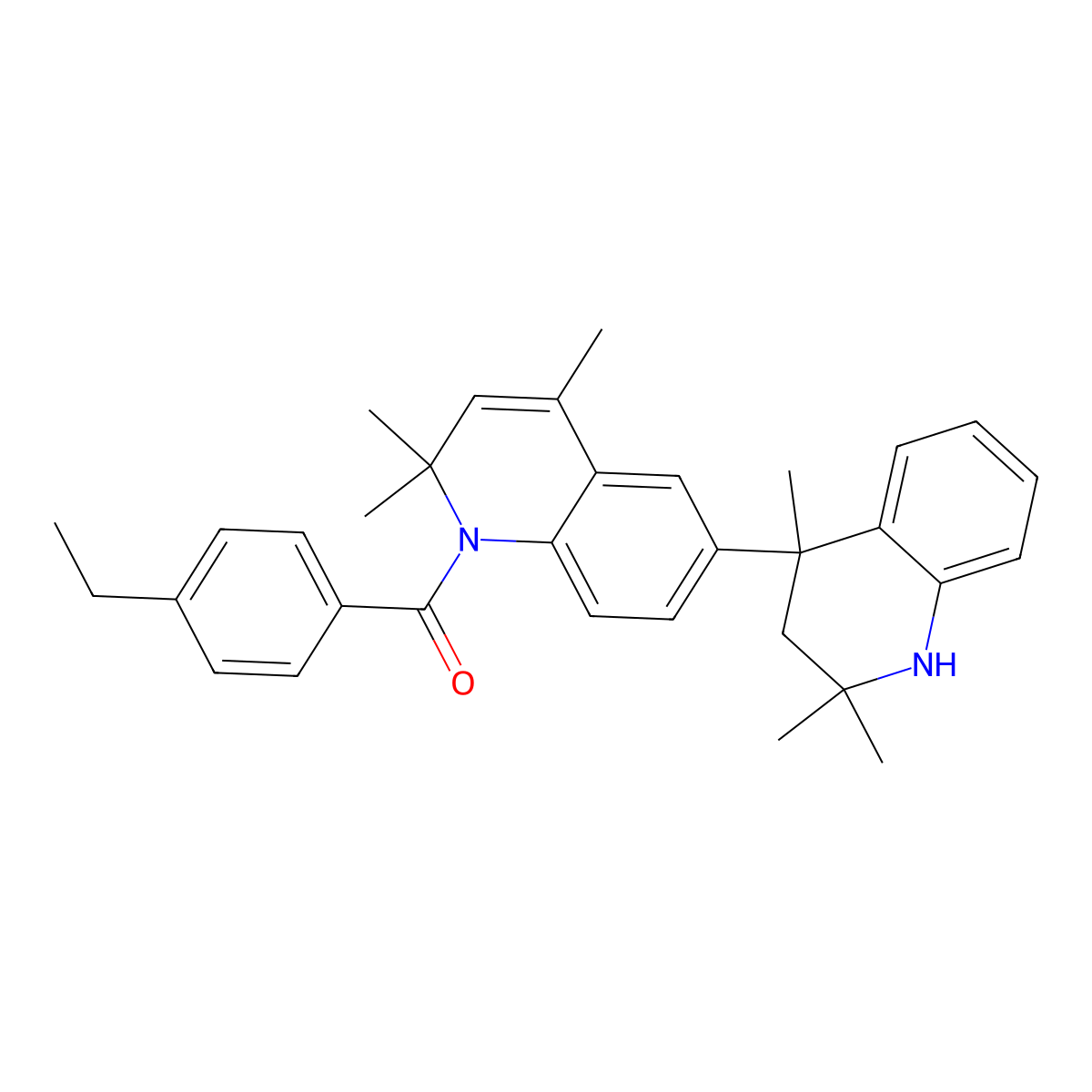 (4-Ethylphenyl)-[2,2,4-trimethyl-6-(2,2,4-trimethyl-1,3-dihydroquinolin-4-yl)quinolin-1-yl]methanone molecular structure, CAS 306320-56-9