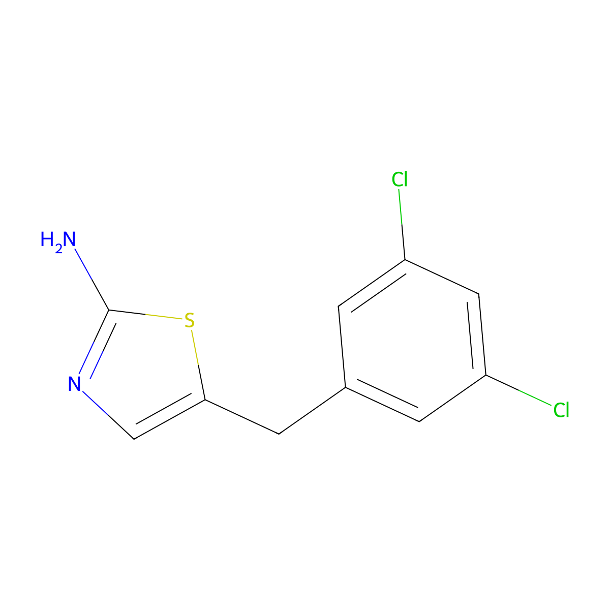 5-[(3,5-Dichlorophenyl)methyl]-1,3-thiazol-2-amine molecular structure, CAS 306321-16-4