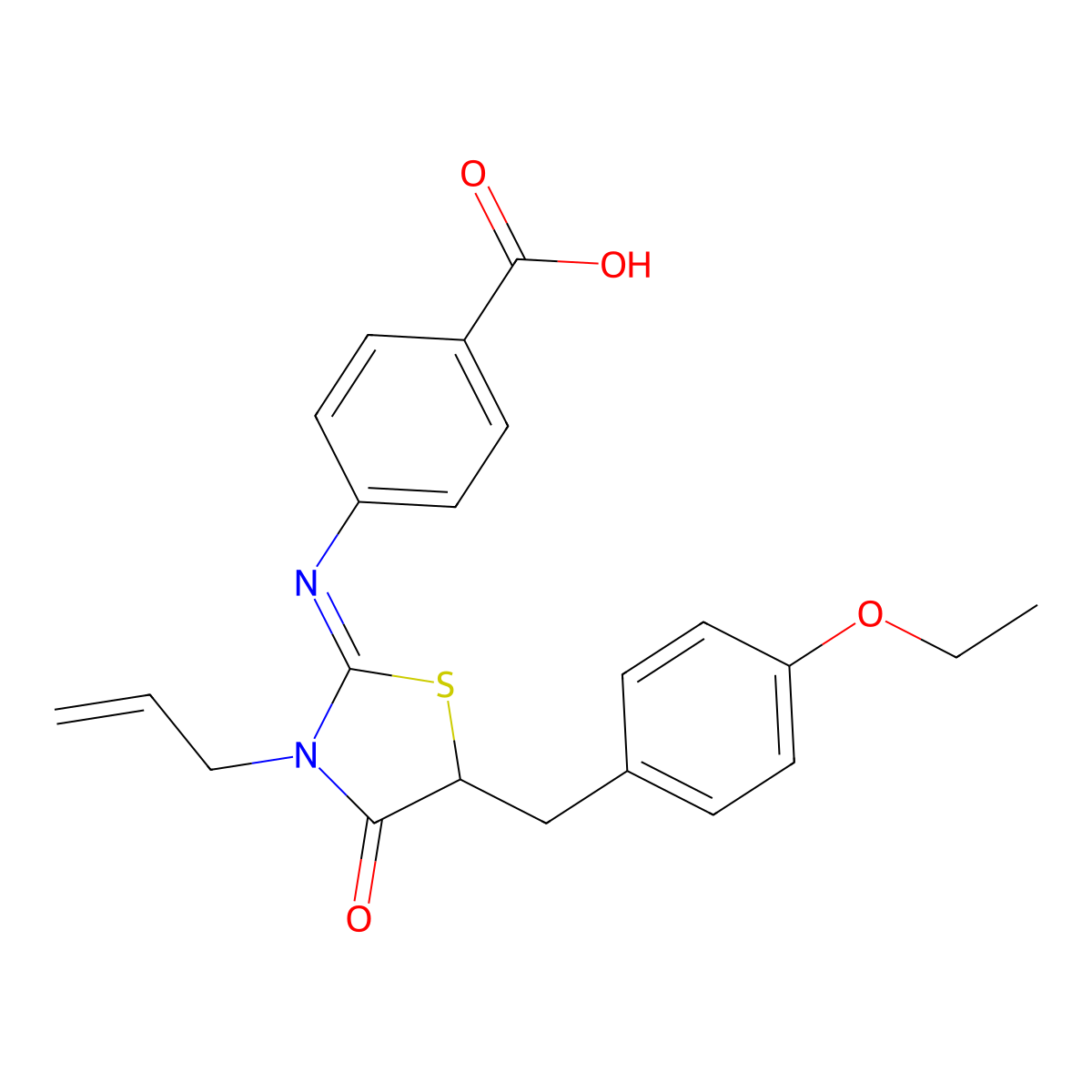 4-[3-Allyl-5-(4-ethoxy-benzyl)-4-oxo-thiazolidin-2-ylideneamino]-benzoic acid molecular structure, CAS 306321-42-6