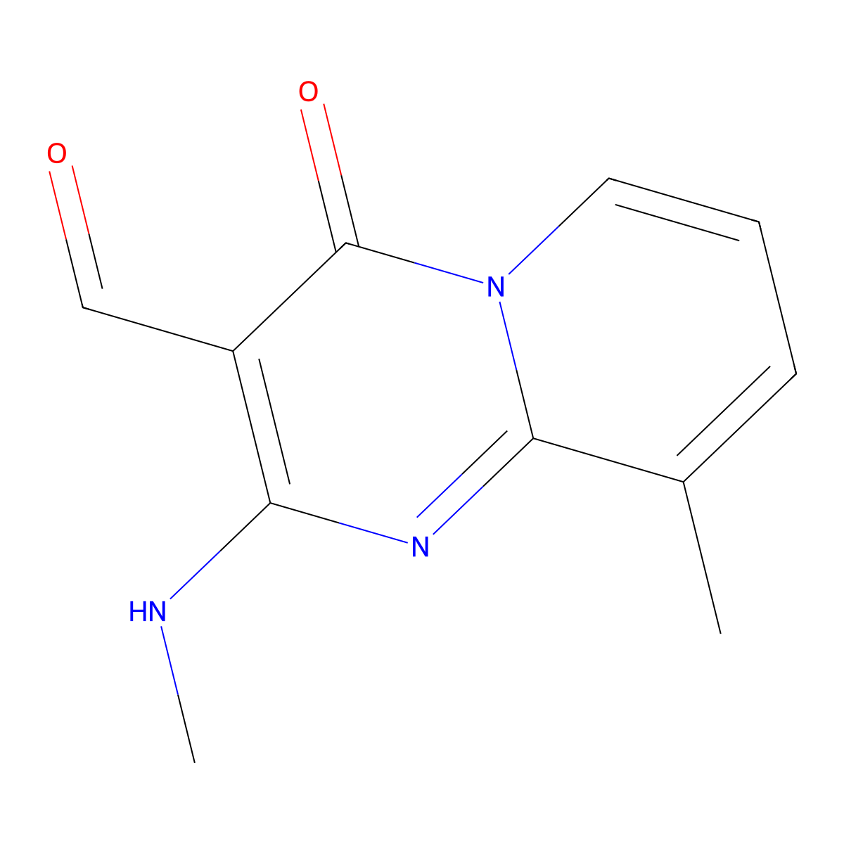 9-methyl-2-(methylamino)-4-oxo-4H-pyrido[1,2-a]pyrimidine-3-carbaldehyde molecular structure, CAS 306321-48-2