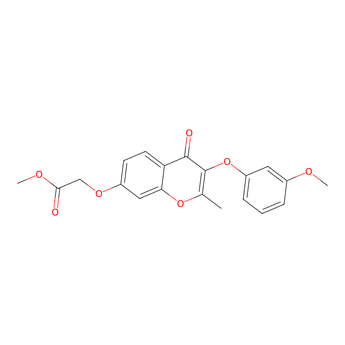 methyl 2-{[3-(3-methoxyphenoxy)-2-methyl-4-oxo-4H-chromen-7-yl]oxy}acetate molecular structure, CAS 306321-69-7