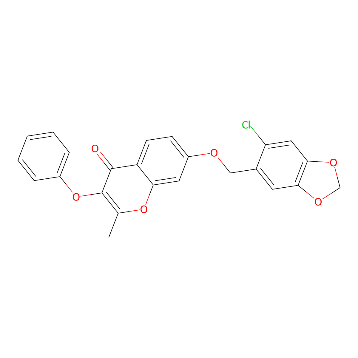 7-[(6-chloro-1,3-benzodioxol-5-yl)methoxy]-2-methyl-3-phenoxy-4H-chromen-4-one molecular structure, CAS 306321-78-8