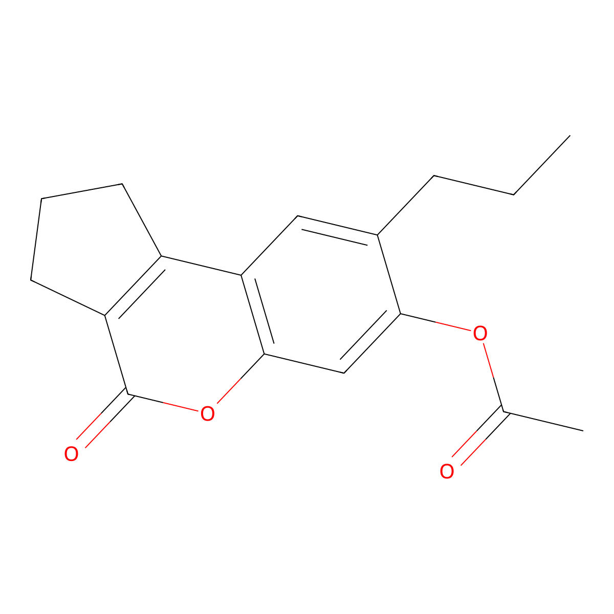 4-Oxo-8-propyl-1,2,3,4-tetrahydrocyclopenta[c]chromen-7-yl acetate molecular structure, CAS 306321-80-2
