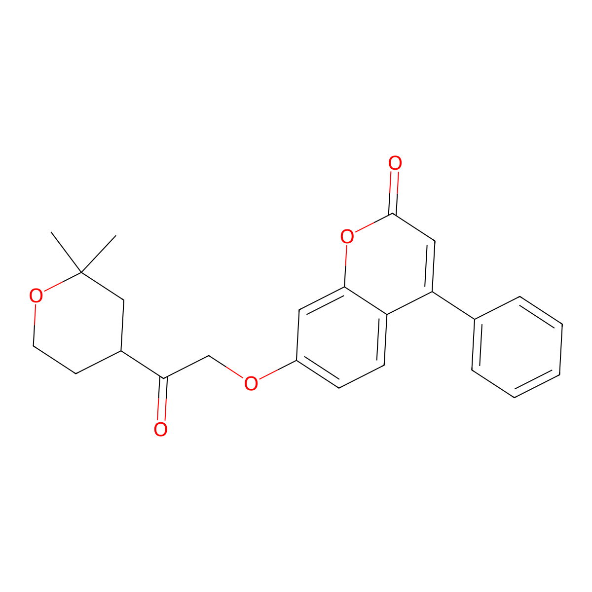 7-[2-(2,2-dimethyltetrahydro-2H-pyran-4-yl)-2-oxoethoxy]-4-phenyl-2H-chromen-2-one molecular structure, CAS 306321-84-6