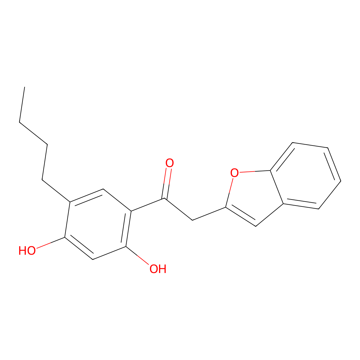 2-(1-Benzofuran-2-yl)-1-(5-butyl-2,4-dihydroxyphenyl)ethanone molecular structure, CAS 306322-02-1