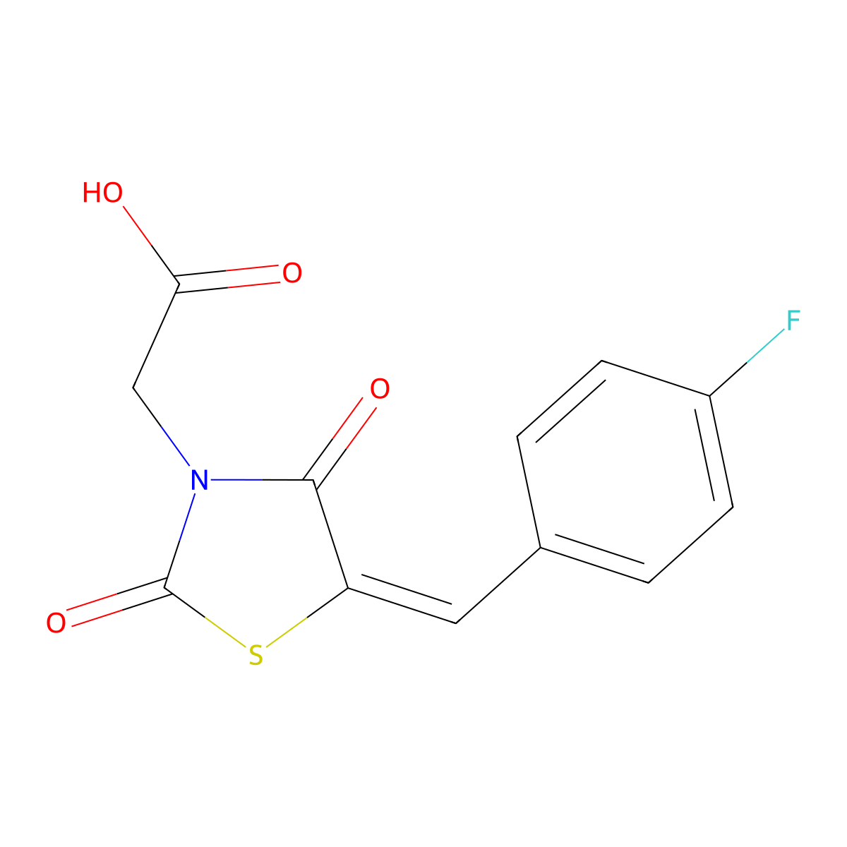 3-Thiazolidineacetic acid, 5-[(4-fluorophenyl)methylene]-2,4-dioxo- molecular structure, CAS 306322-29-2
