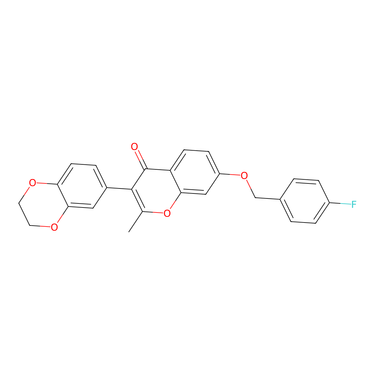 3-(2,3-dihydro-1,4-benzodioxin-6-yl)-7-[(4-fluorobenzyl)oxy]-2-methyl-4H-chromen-4-one molecular structure, CAS 306324-39-0