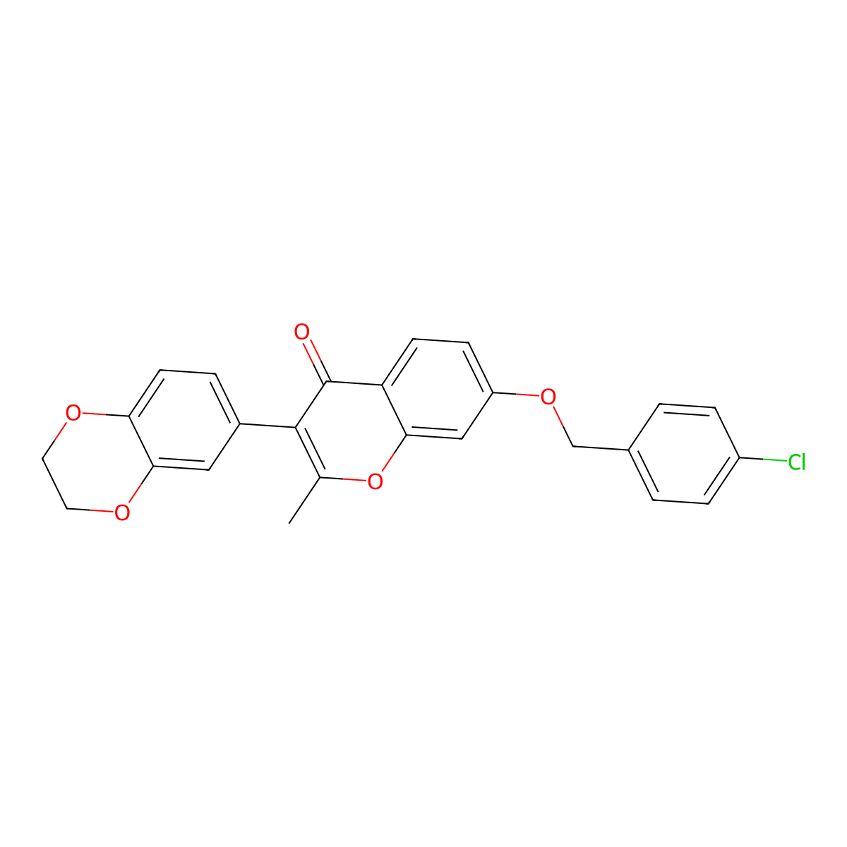 7-[(4-chlorobenzyl)oxy]-3-(2,3-dihydro-1,4-benzodioxin-6-yl)-2-methyl-4H-chromen-4-one molecular structure, CAS 306324-40-3