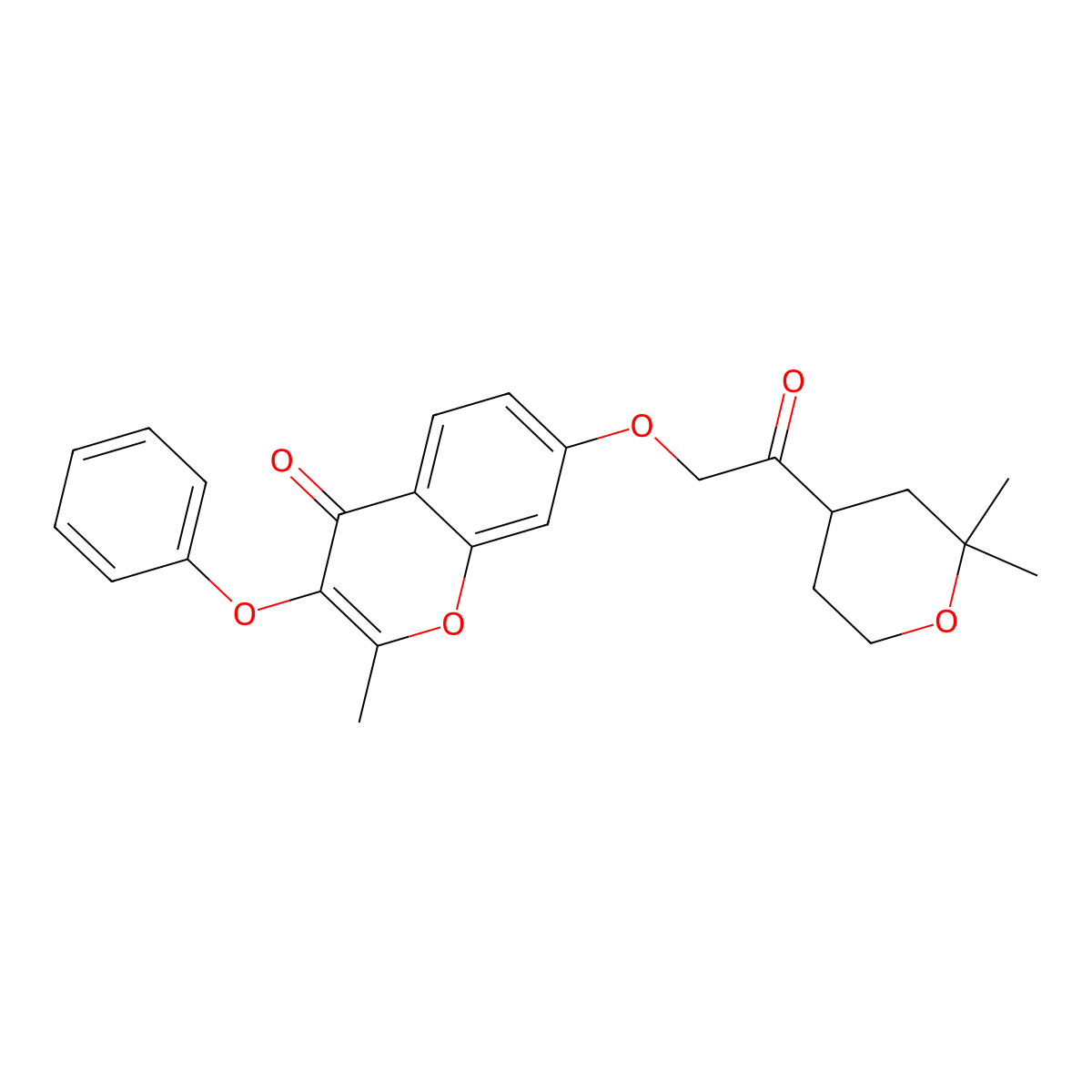 7-[2-(2,2-dimethyltetrahydro-2H-pyran-4-yl)-2-oxoethoxy]-2-methyl-3-phenoxy-4H-chromen-4-one molecular structure, CAS 306324-42-5