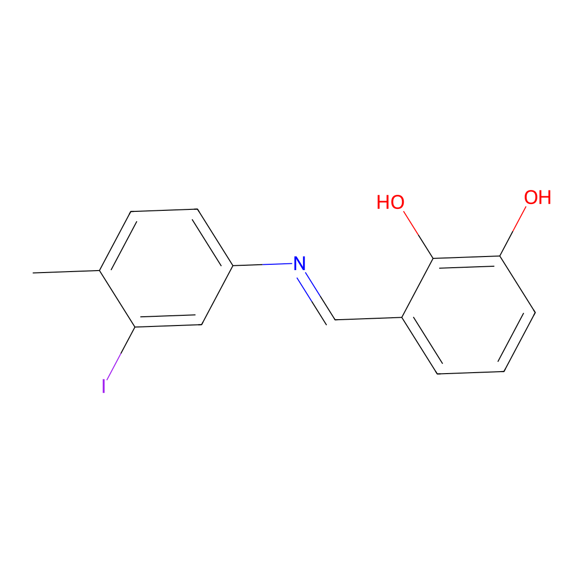 3-{[(3-Iodo-4-methylphenyl)imino]methyl}-1,2-benzenediol molecular structure, CAS 306325-06-4