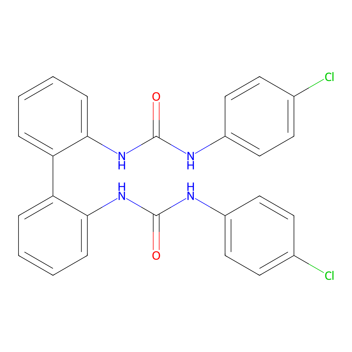 1-(4-Chlorophenyl)-3-[2-[2-[(4-chlorophenyl)carbamoylamino]phenyl]phenyl]urea molecular structure, CAS 306325-26-8