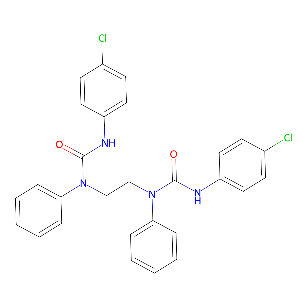 3-(4-chlorophenyl)-1-[2-[N-[(4-chlorophenyl)carbamoyl]anilino]ethyl]-1-phenylurea molecular structure, CAS 306325-30-4