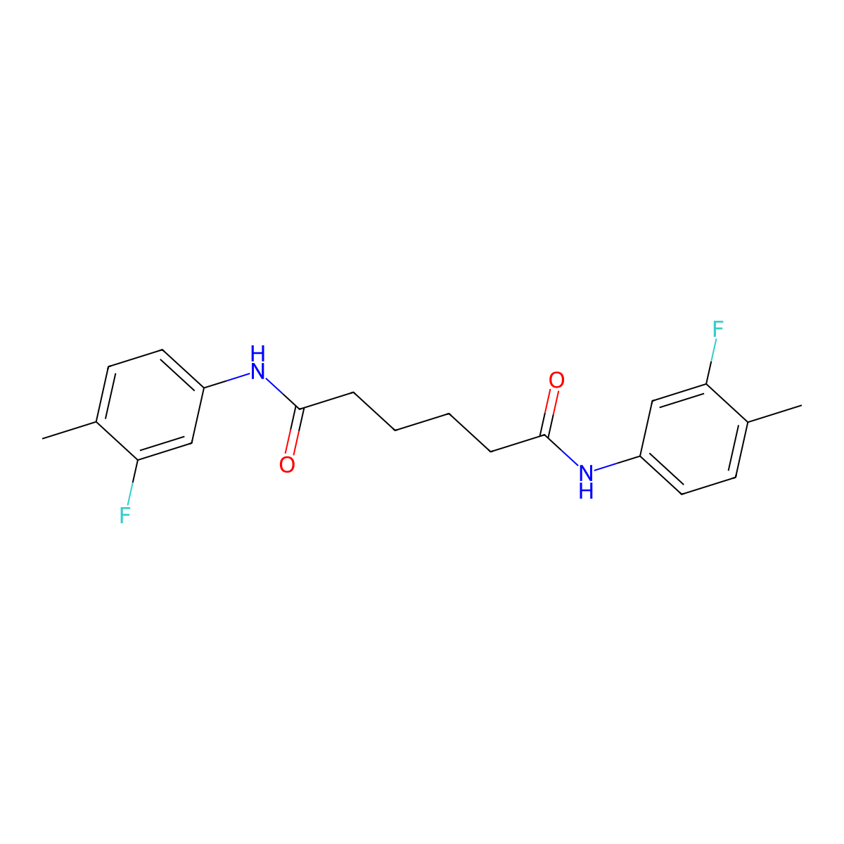 N,N'-bis(3-fluoro-4-methylphenyl)hexanediamide molecular structure, CAS 306325-46-2