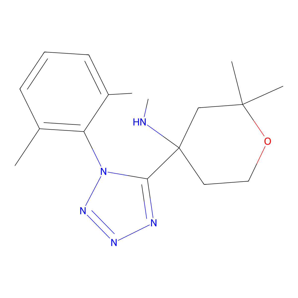 4-[1-(2,6-dimethylphenyl)tetrazol-5-yl]-N,2,2-trimethyloxan-4-amine molecular structure, CAS 306325-81-5