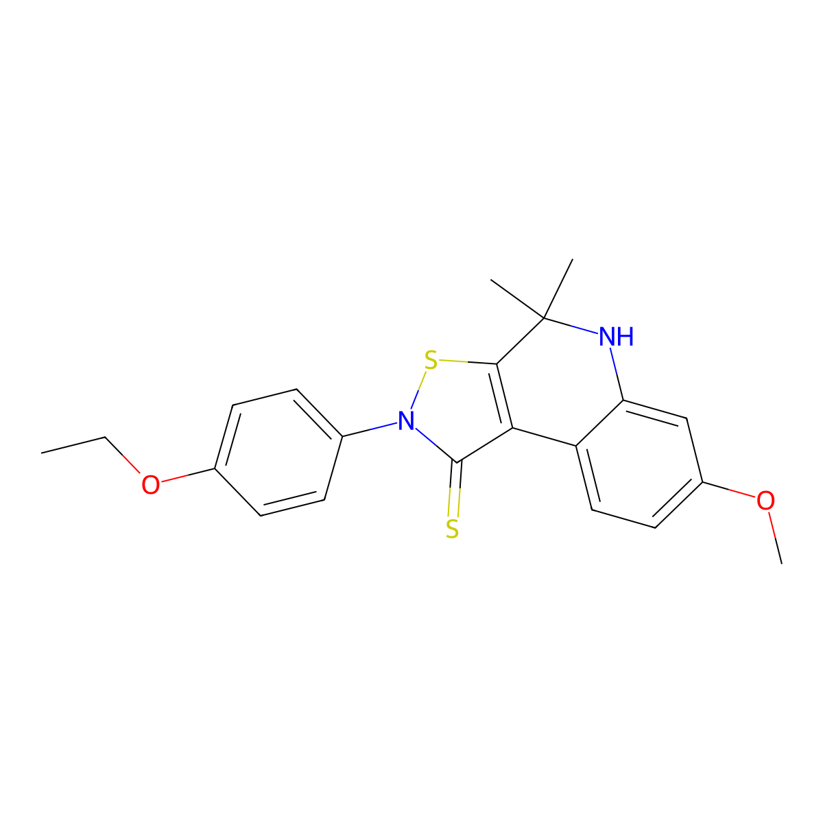 2-(4-ethoxyphenyl)-7-methoxy-4,4-dimethyl-4,5-dihydroisothiazolo[5,4-c]quinoline-1(2H)-thione molecular structure, CAS 306326-18-1
