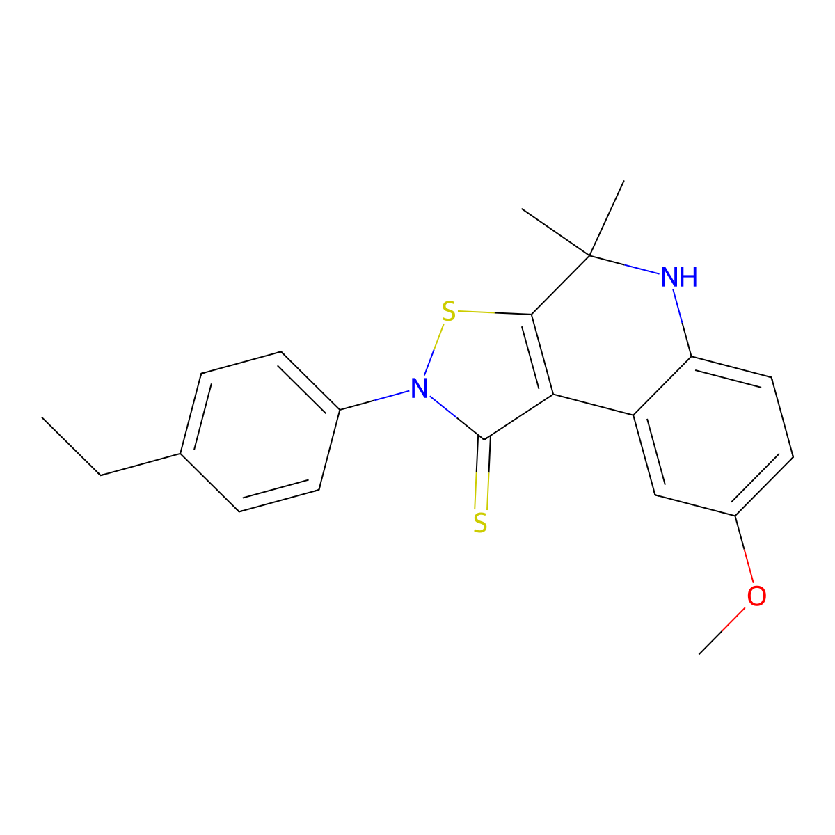 2-(4-ethylphenyl)-8-methoxy-4,4-dimethyl-5H-[1,2]thiazolo[5,4-c]quinoline-1-thione molecular structure, CAS 306326-34-1
