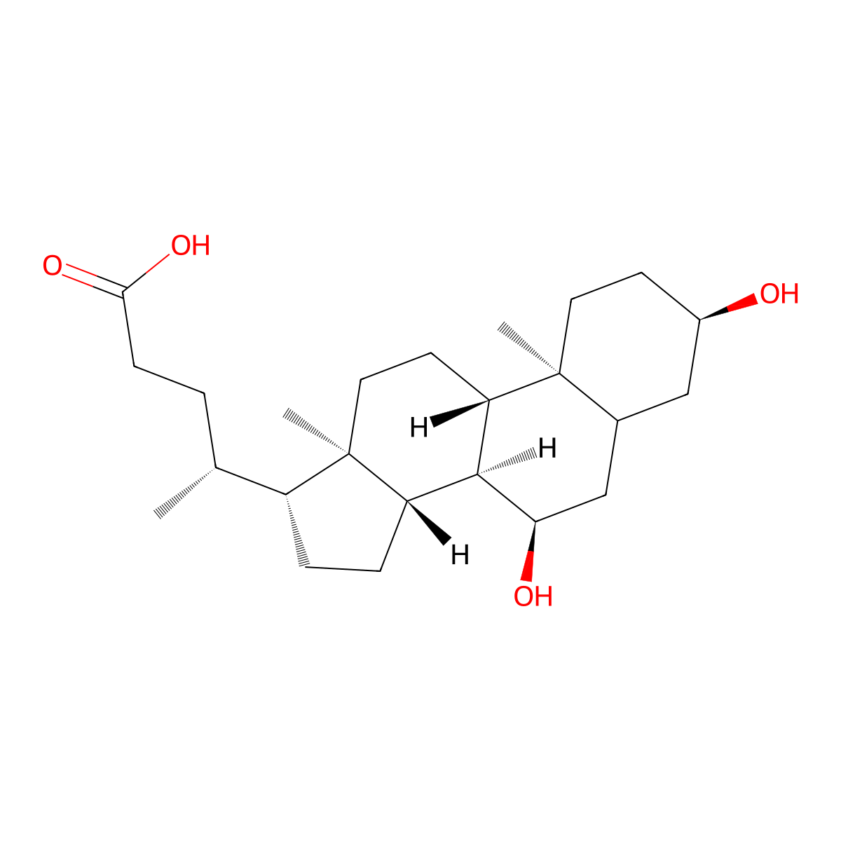 (3alpha,7alpha)-3,7-Dihydroxycholan-24-oic acid molecular structure, CAS 30634-99-2
