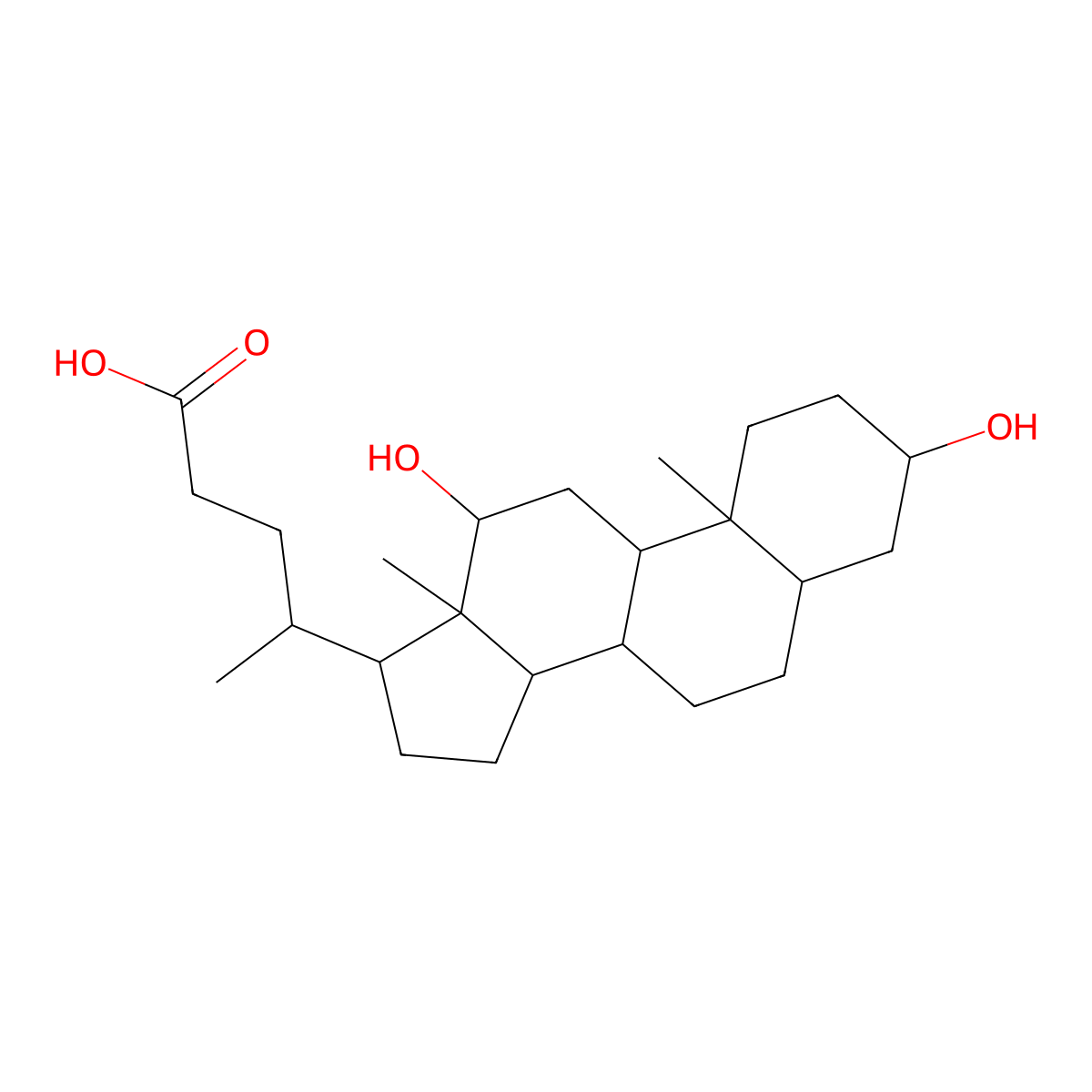 Cholan-24-oic acid, 3,12-dihydroxy-, (3alpha,5beta,12alpha)- molecular structure, CAS 30635-00-8