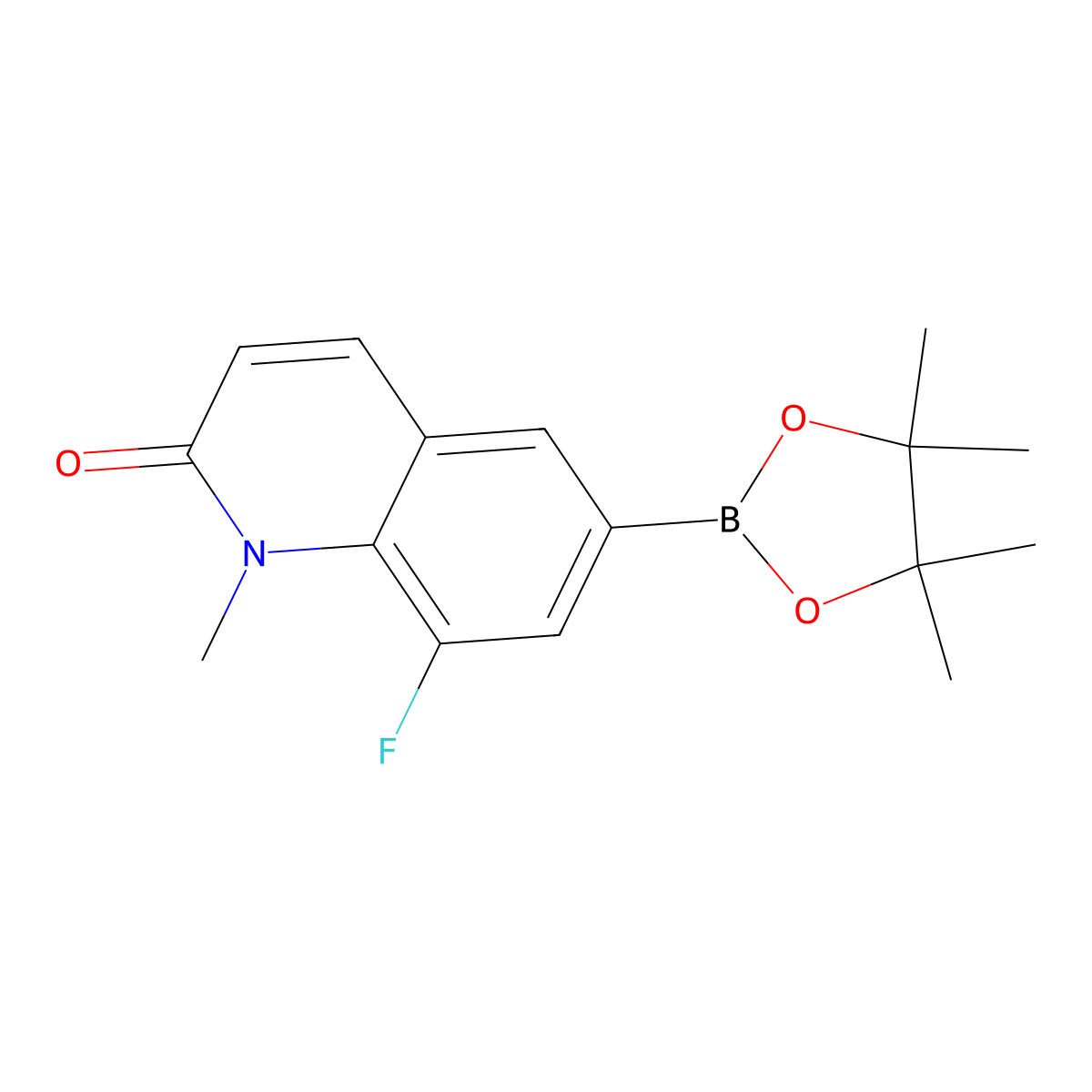 8-Fluoro-1-methyl-6-(4,4,5,5-tetramethyl-1,3,2-dioxaborolan-2-YL)quinolin-2-one molecular structure, CAS 3063824-37-0