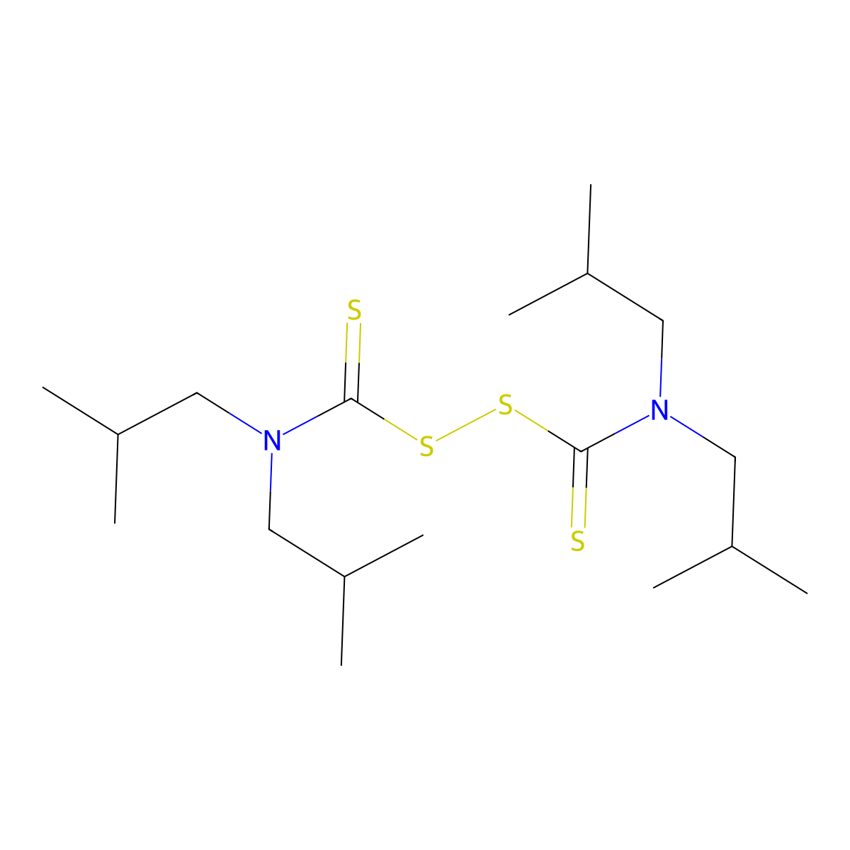 Thioperoxydicarbonic diamide ([(H2N)C(S)]2S2), N,N,N',N'-tetrakis(2-methylpropyl)- molecular structure, CAS 3064-73-1