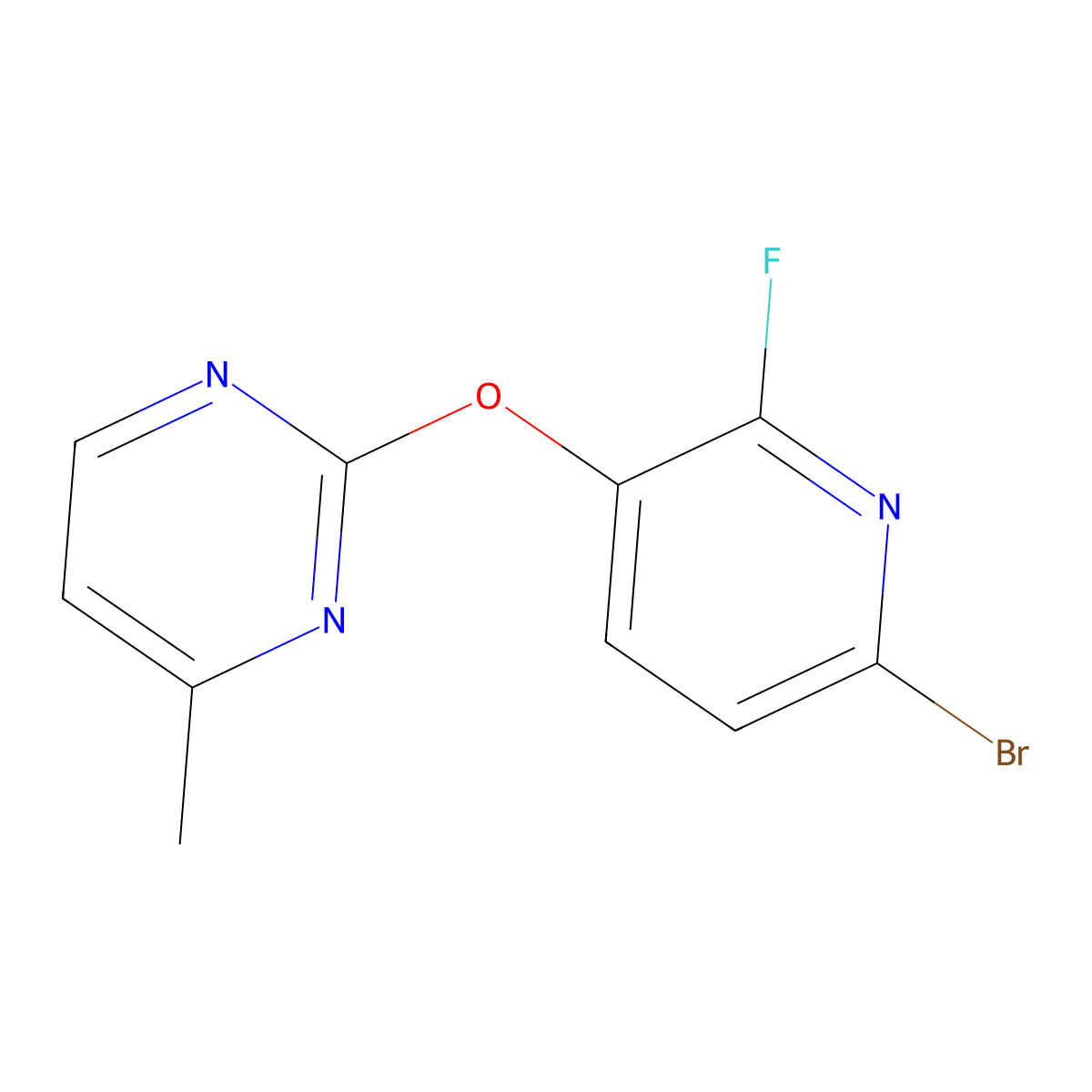 2-[(6-Bromo-2-fluoropyridin-3-yl)oxy]-4-methylpyrimidine molecular structure, CAS 3064711-88-9