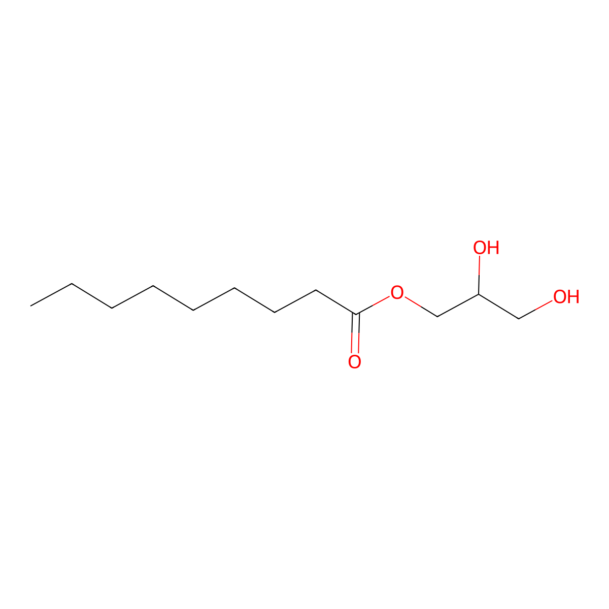 2,3-Dihydroxypropyl nonanoate molecular structure, CAS 3065-51-8