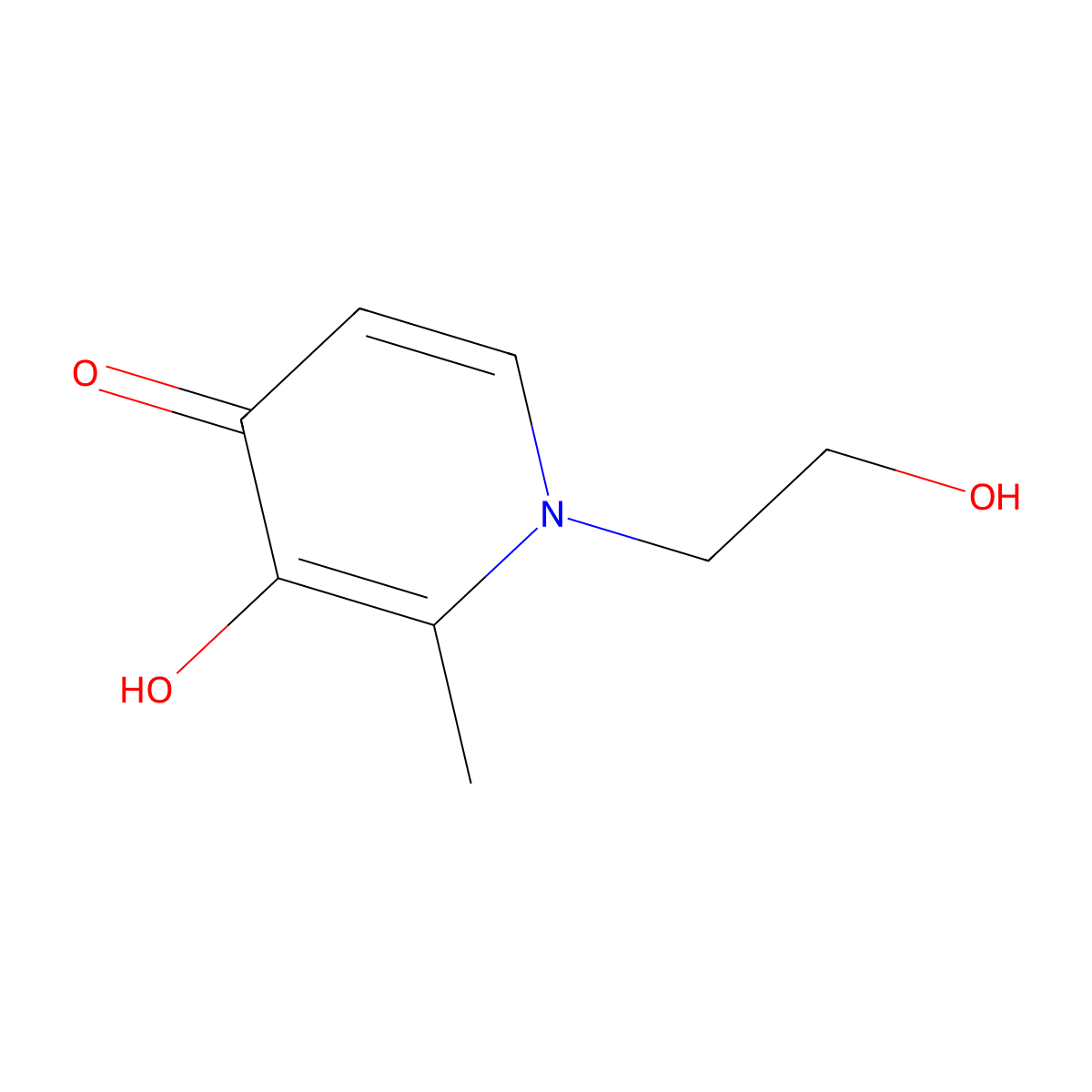 3-Hydroxy-1-(2-hydroxyethyl)-2-methyl-4(1H)-pyridinone molecular structure, CAS 30652-21-2