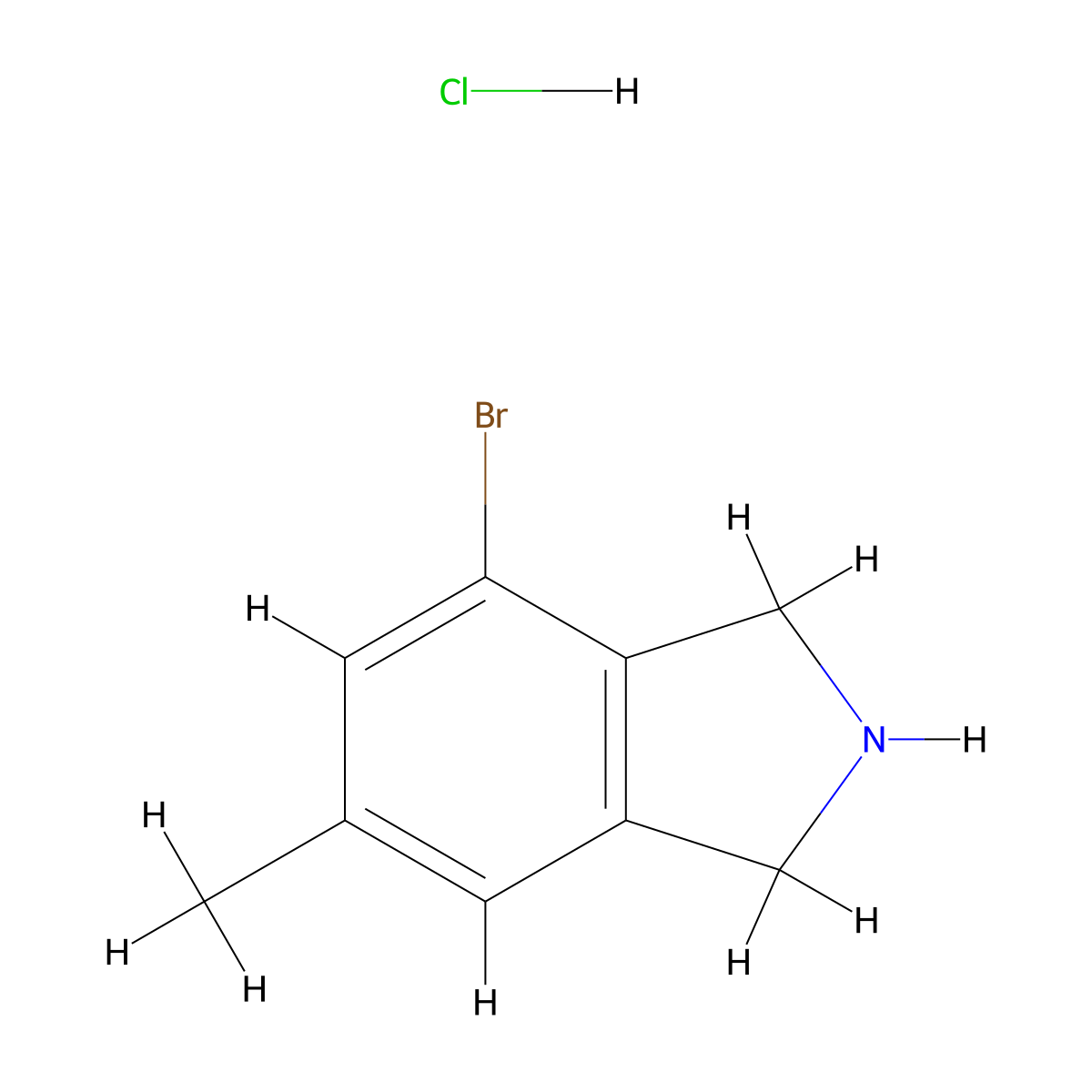 4-bromo-6-methyl-2,3-dihydro-1H-isoindole hydrochloride molecular structure, CAS 3065257-01-1